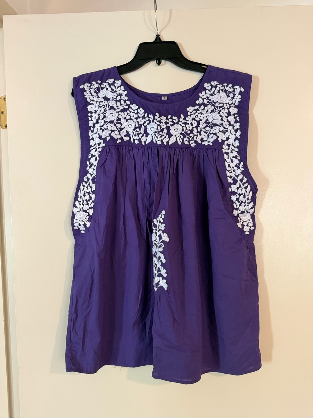 Purple Sleeveless Embroidered Women’s Top